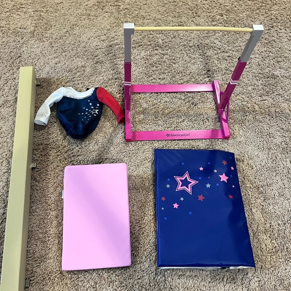 American Girl Gymnastics Set - note: bar cuffs for doll to swing aren’t included